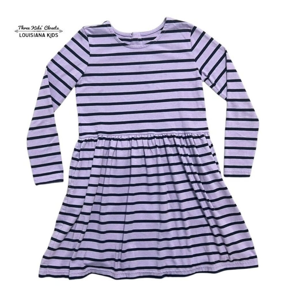Primary 8-9Y Lavender & Navy Striped Dress